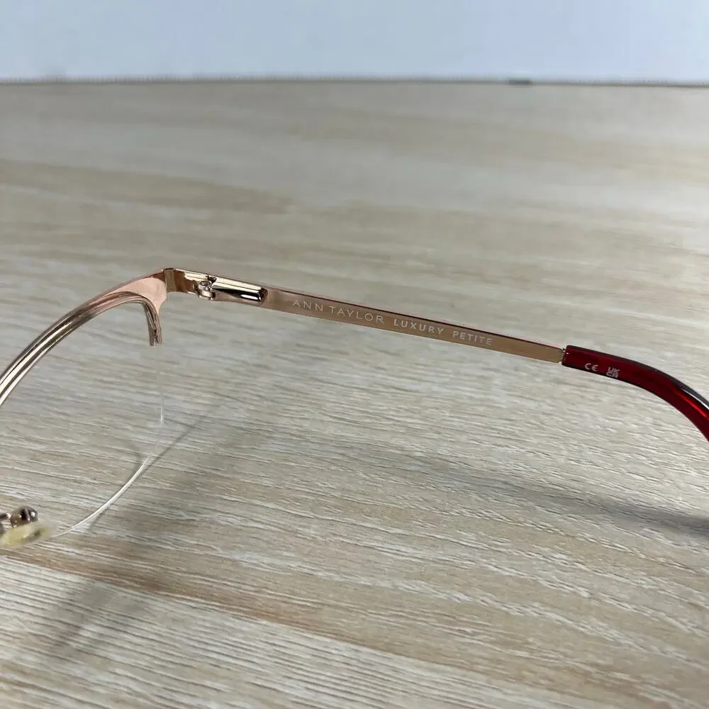 Ann Taylor Luxury Petite ATP012 C02 Half Rim Eyeglasses Red Frame Only 50-16-130